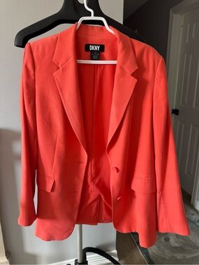 DKNY Bright Coral Single-Breasted Women's Blazer
